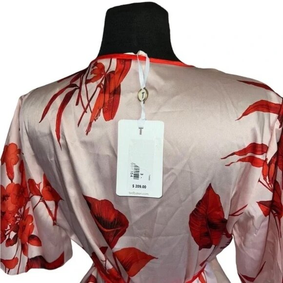 Ted Barker London Melanie Fantasia Floral Kimono Satin wrap blouse | Small - Picture 8 of 8